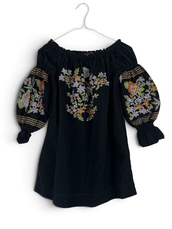 Giocam Tops - Giocam Black Embroidered Floral Off Shoulder Boho Peasant Blouse Size Medium